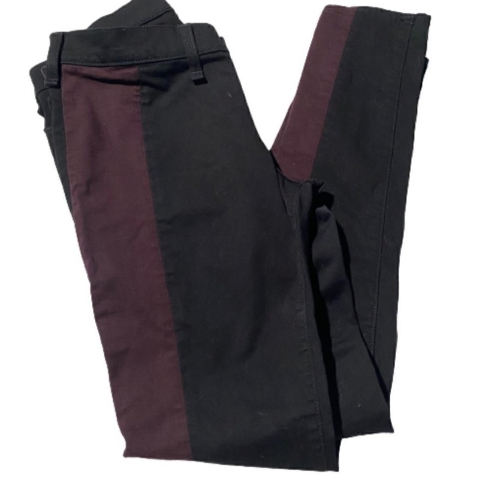 Rag & Bone Black and Red Wine Striped Skinny Jeans Store Exclusive
